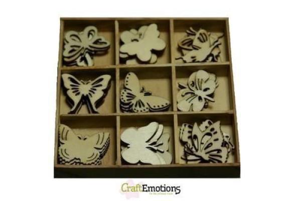 CraftEmotions Holzornamente Box Schmetterlinge #101