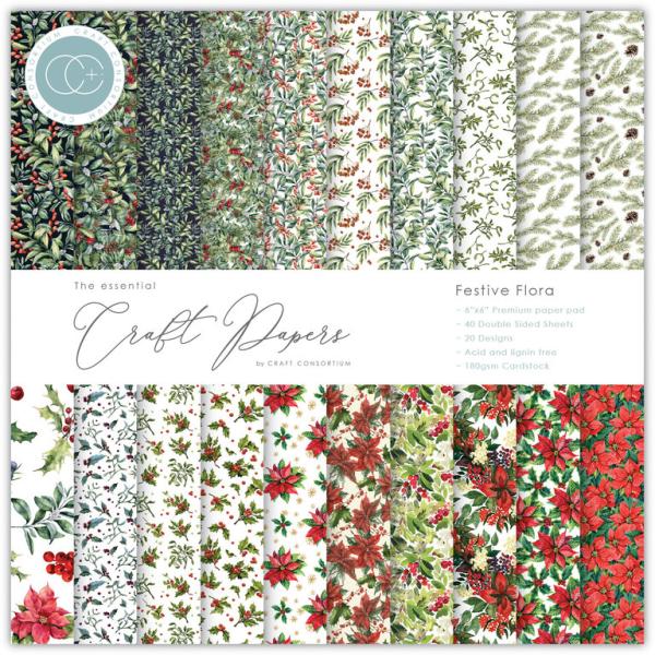 Craft Consortium 6x6 Inch Paper Pad Festive Flora #011B