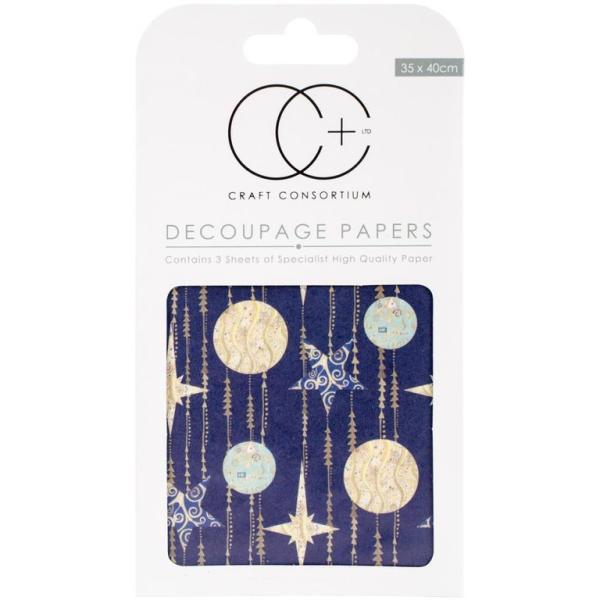 Craft Consortium Decoupage Paper Blue Stars #040