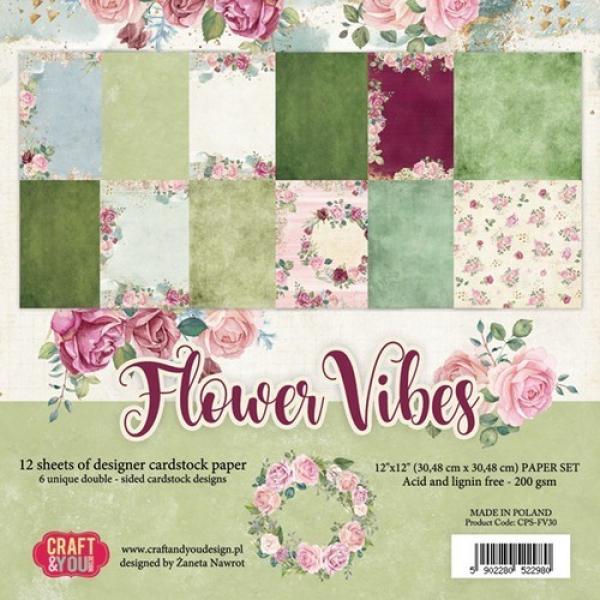 Craft & You Design 12x12 Inch Paper Pad Flower Vibes FV30