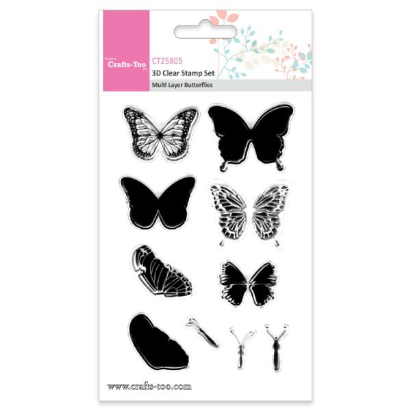 Crafts Too 3D Clearstamp Set Butterflies #CT25805