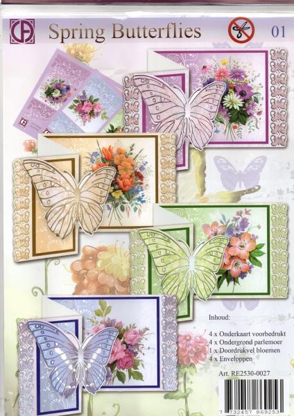 Creatief Art Reddy Cards Spring Butterflies Set 01