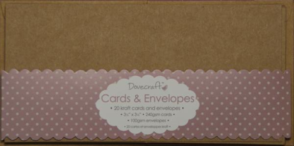 Dovecraft  3,5"x3,5" Minicards & Envelopes - Kraft