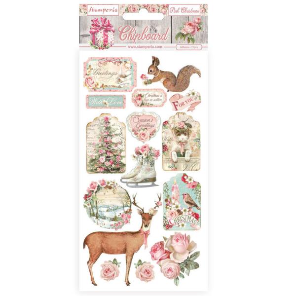 Stamperia Chipboard 15x30 cm Pink Christmas #37