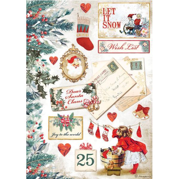 Stamperia A4 Rice Paper Romantic Christmas Cards #4614