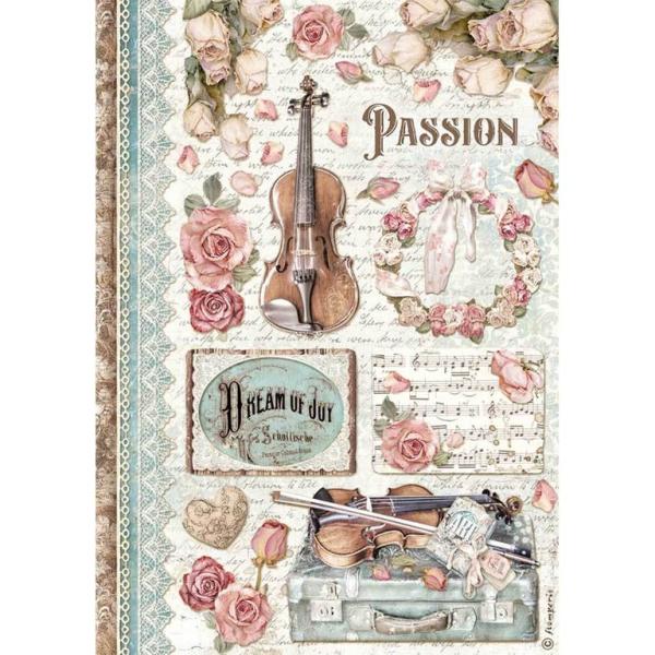 Stamperia A4 Rice Paper Passion Music #4621