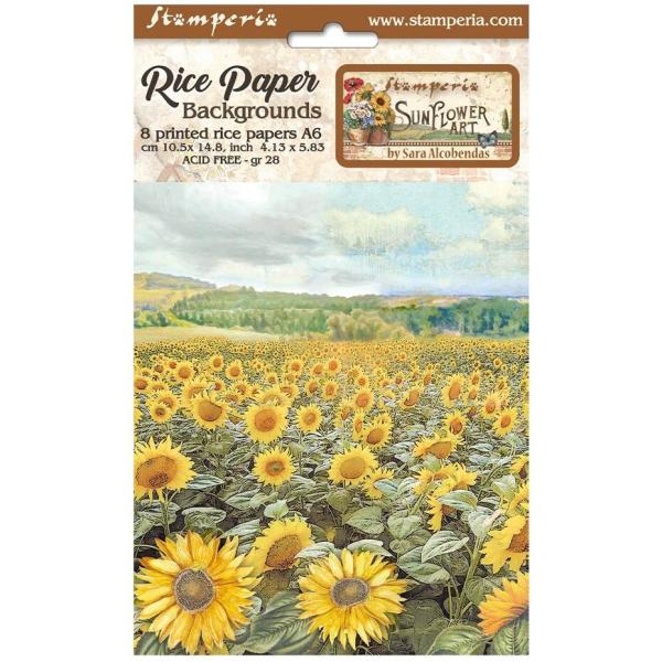 DFSAK60004 Stamperia A6 Reispapier SET Sunflower Art