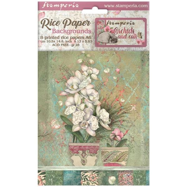 DFSAK6017 Stamperia Orchids and Cats A6 Rice Paper SET