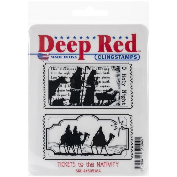 Deep Red Cling Stamp Tickets To The Nativity