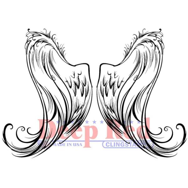 Deep Red Cling Stamp Angel Wings #3X505695