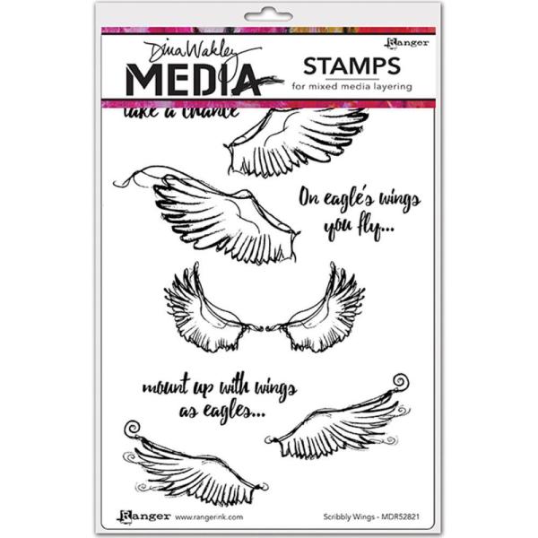 Dina Wakley Media Cling Stamps Scribbly Wings #MDR52821