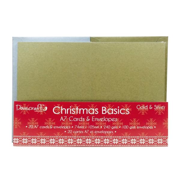 Dovecraft Christmas Basics Mini Cards and Envelopes Gold and Silver #006