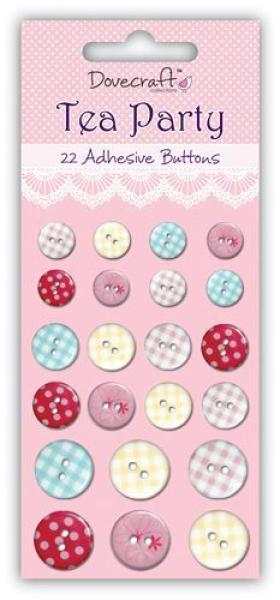 Dovecraft Tea Party 22 Adhesive Buttons