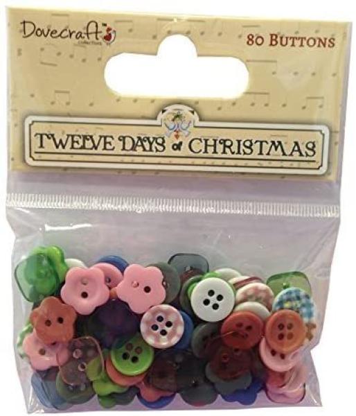 Dovecraft Twelve Days of Christmas Shaped Buttons