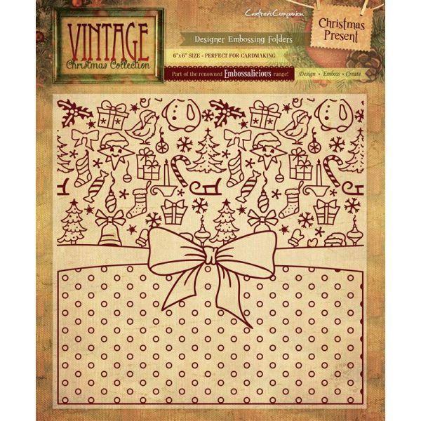 Vintage Christmas 6" x 6" Embossalicious Folder - Christmas Present