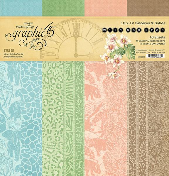 Graphic 45 Wild & Free 12x12 Inch Patterns & Solids Pack (4502406)