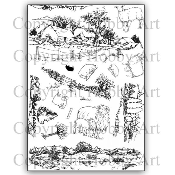 Hobby Art Clear Stamps Sheep Scene-it CS266D