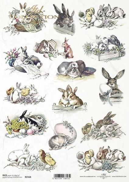 ITD Collection A4 Rice Paper Easter Bunnies R2168