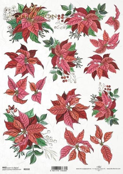 ITD Collection A4 Rice Paper Poinsettia R2132