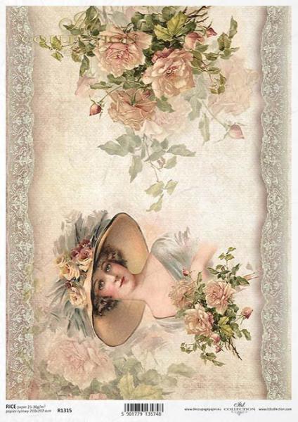 ITD Collection A4 Rice Paper Retro Lady R1315