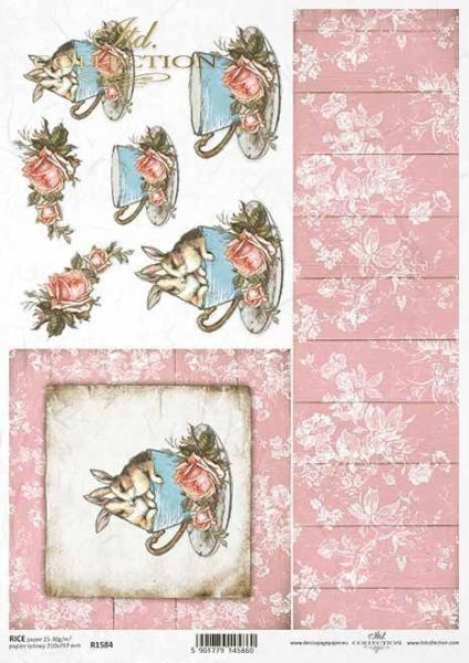 ITD Collection A4 Rice Paper Vintage Easter R1584