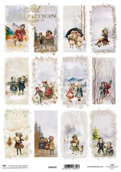 ITD Collection A4 Scrapbooking Paper Winter Tags #0192