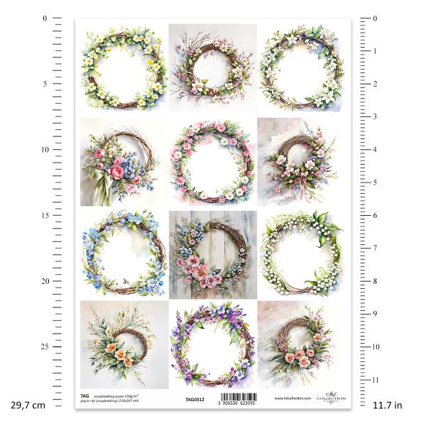 ITD Collection Spring Wreath A4 Scrapbooking TAG0312