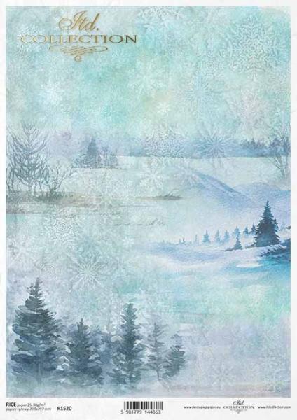 ITD A4 Rice Paper Snowy Mountain Views #1520