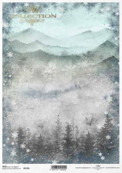 ITD A4 Rice Paper Snowy Mountain Views #1526