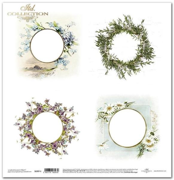 ITD Collection 12x12 Paper Sheet Flower Borders #0937