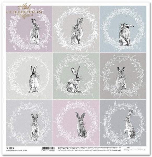 ITD Collection 12x12 Sheet Hares with Wreaths #1125