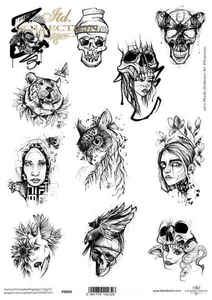 ITD Collection A4 Pergament Paper Tattoo Graphics P0064