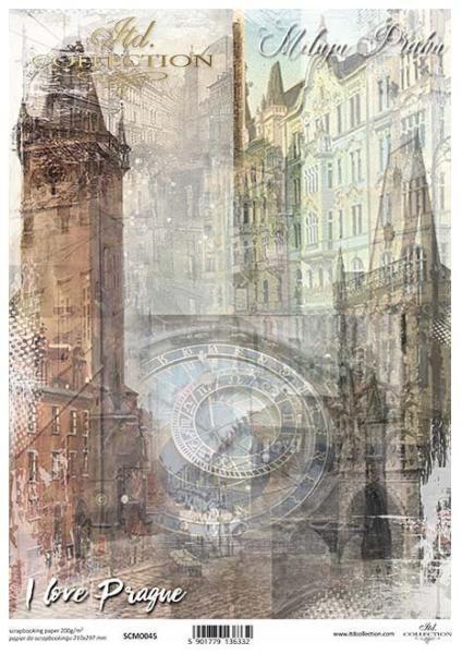 ITD Collection A4 Scrapbooking Paper Old City Prague #0045
