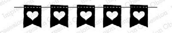 Impression Obsession Cling Stamp Heart Flag Banner