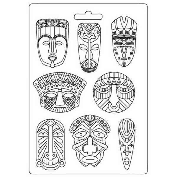 Stamperia A4 Mould Savana Tribal Masks #533
