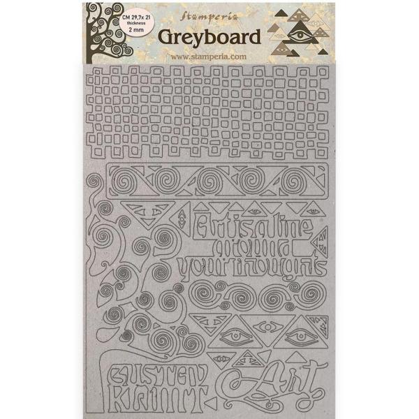 Stamperia A4 Greyboard Klimt Tree Pattern #446