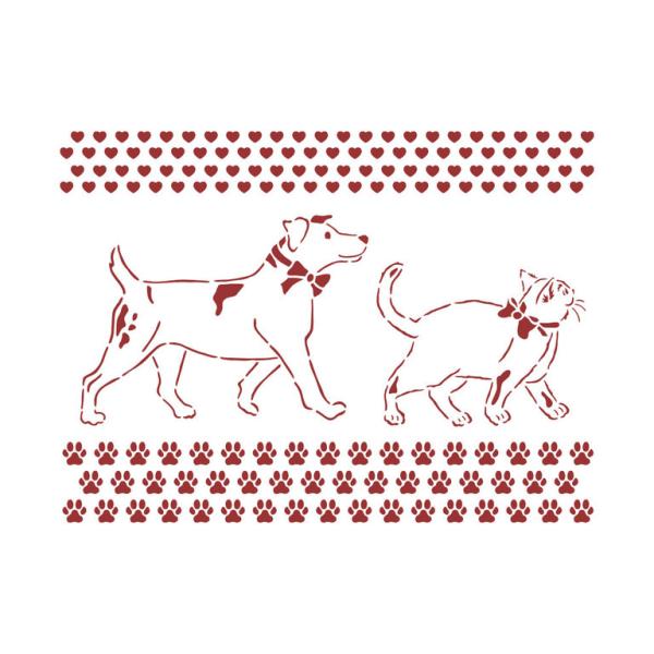 Stamperia Stencil D DayDream Dog and Cat KSD312