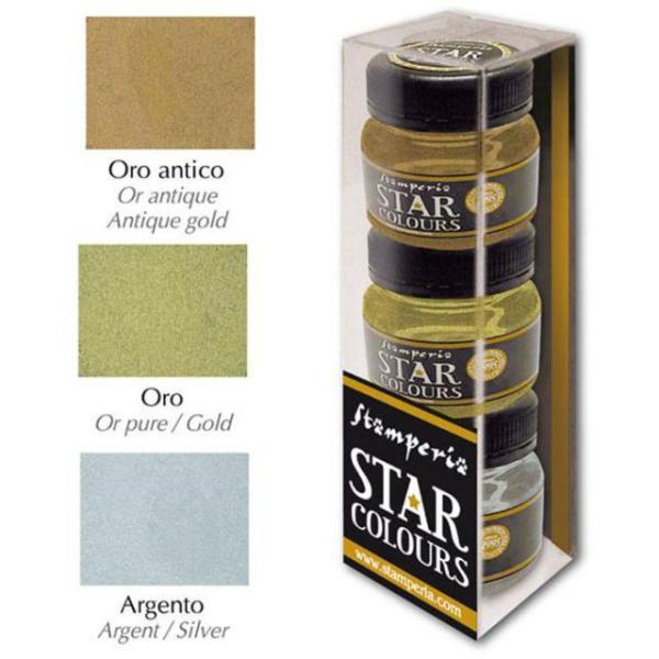 Stamperia Star Color Farben Set: Gold-Silver-Antique Gold