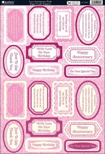 SALE Kanban Cardstock Lace Sentiments Pink #9569