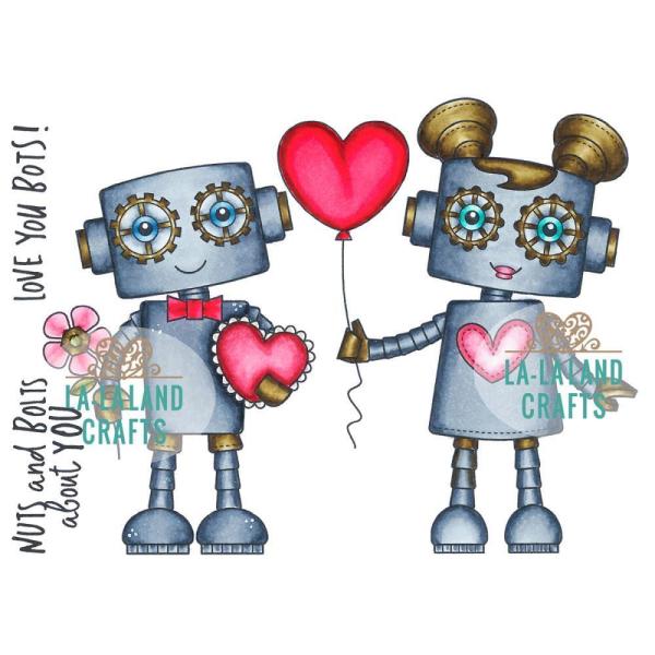 La-La Land Cling Stamps Love Robots #LA3010