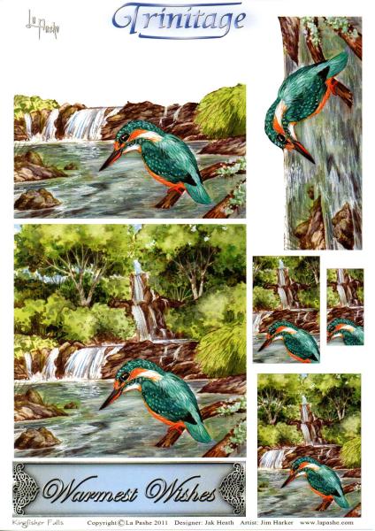 La Pashe Trinitage Card 3D Sheet Kingfisher Falls