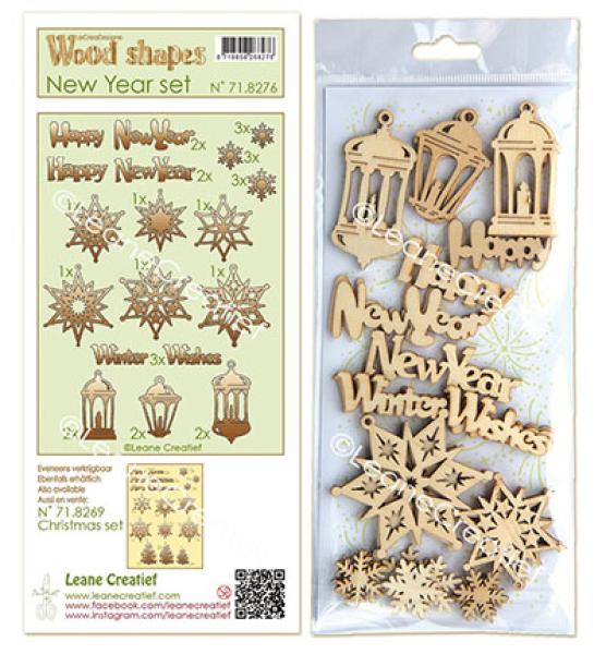 Leane Creatief New Year Set Wood Shapes #71.8267