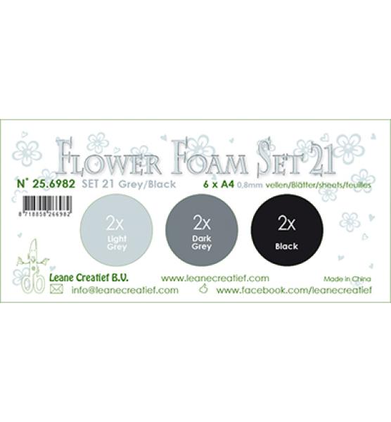 Leane Creatief Flower Foam Grey Black Set 21