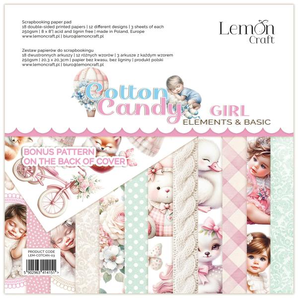 LemonCraft Cotton Candy 8x8 Paper Pad Elements Girl