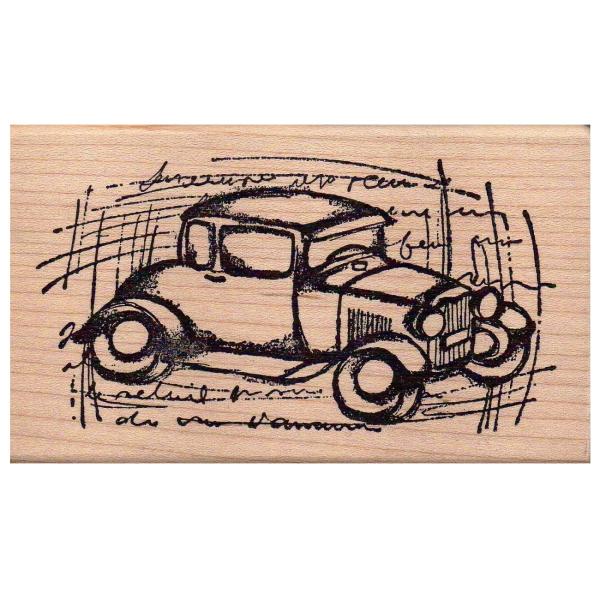 Magenta Wood Stamp Old Car
