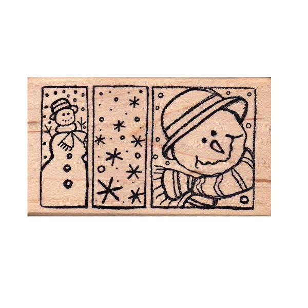 Magenta Wood Stamp Snowman Tiles