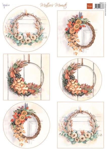 Marianne Design A4 Sheet Mattie Mooiste Autumn Wreaths MB0211