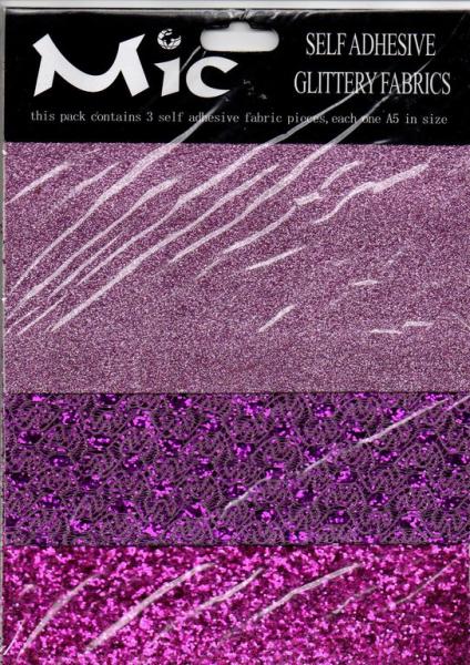 Mic Self Adhesive Glittery Fabrics Lilac Tones