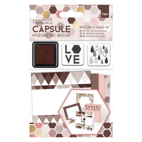 Mini Cards & Stamps Set (15pcs) Capsule Geometric Mocha