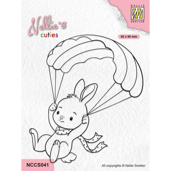NCCS041 Nellie Snellen Clear Stamp Parachuting Bunny